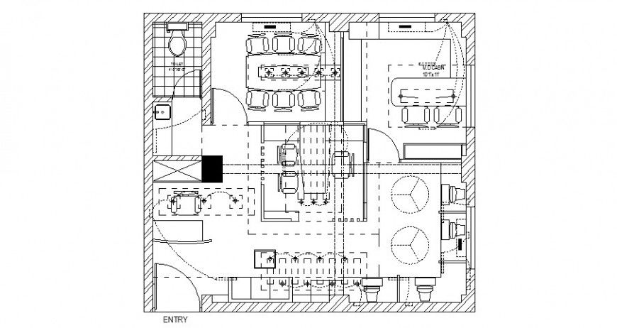 Office ground floor layout plan with furniture layout cad drawing details dwg file