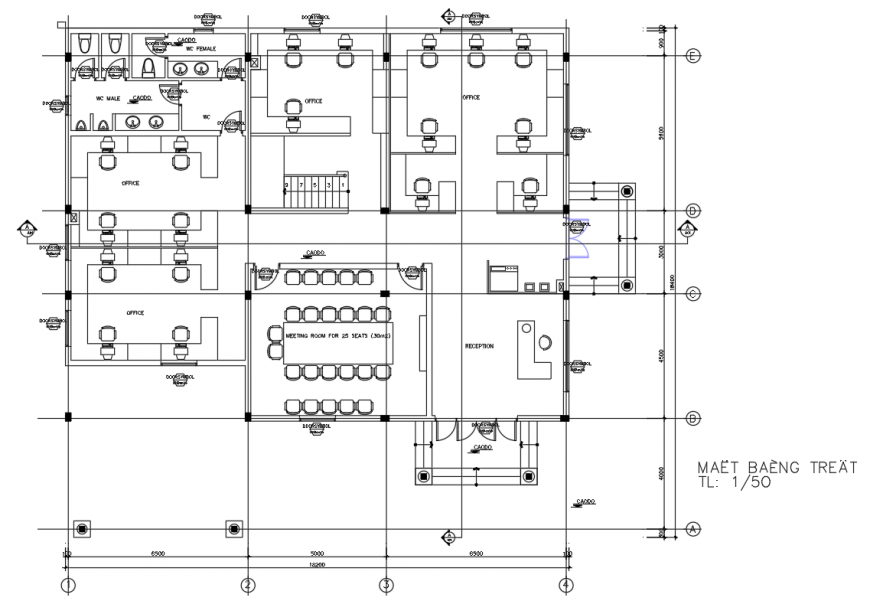 Office interior furniture layout drawing in dwg AutoCAD file.