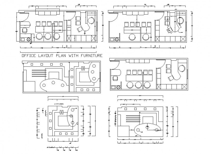Office layout plan details with furniture cad drawing details dwg file