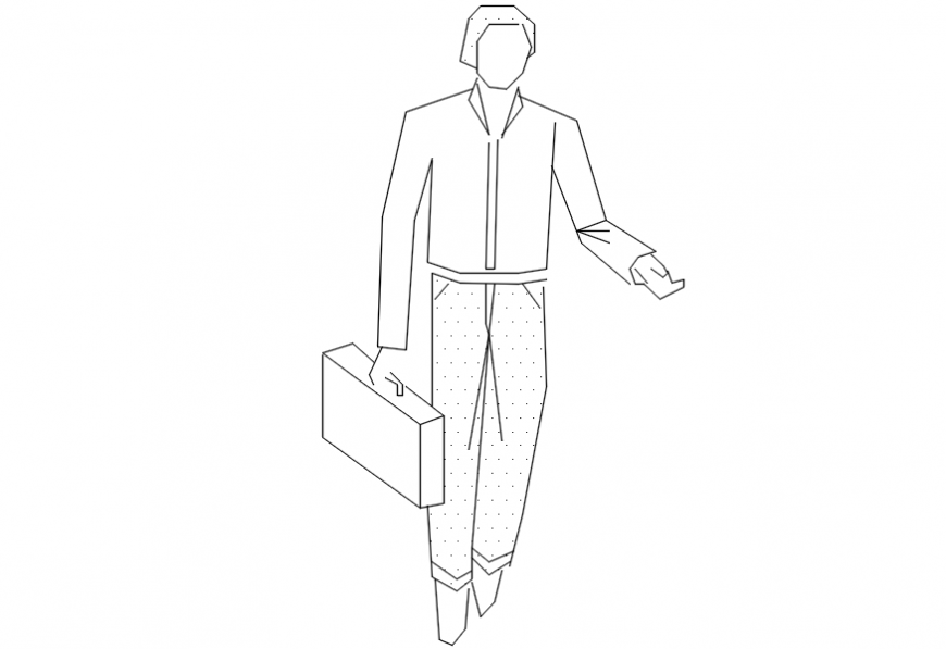 Office man drawings detail 2d view autocad software file