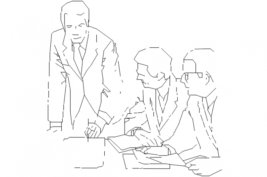 Office men elevation 2d blocks drawing details dwg file