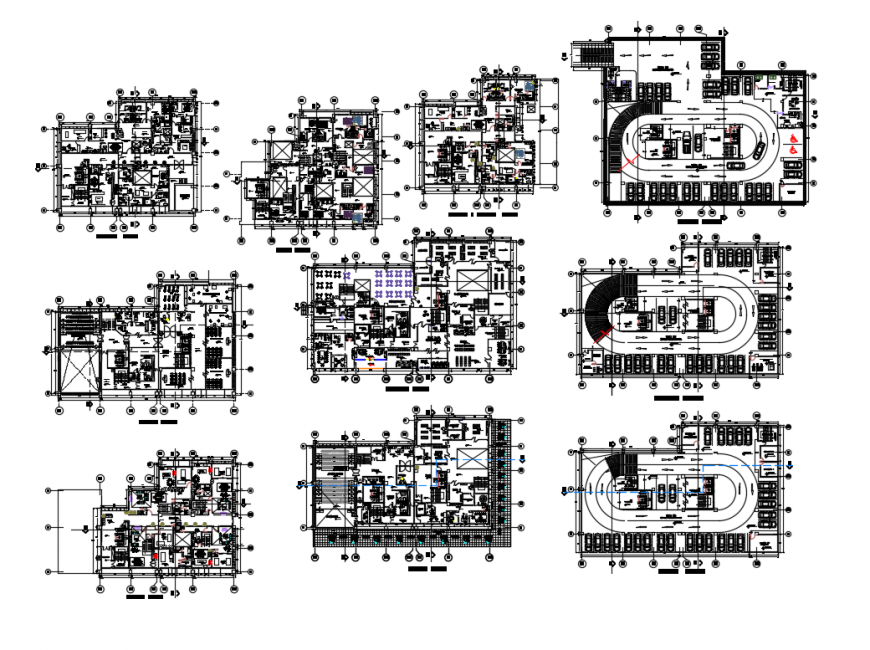 Office multi story tower floor plan cad drawing details dwg file