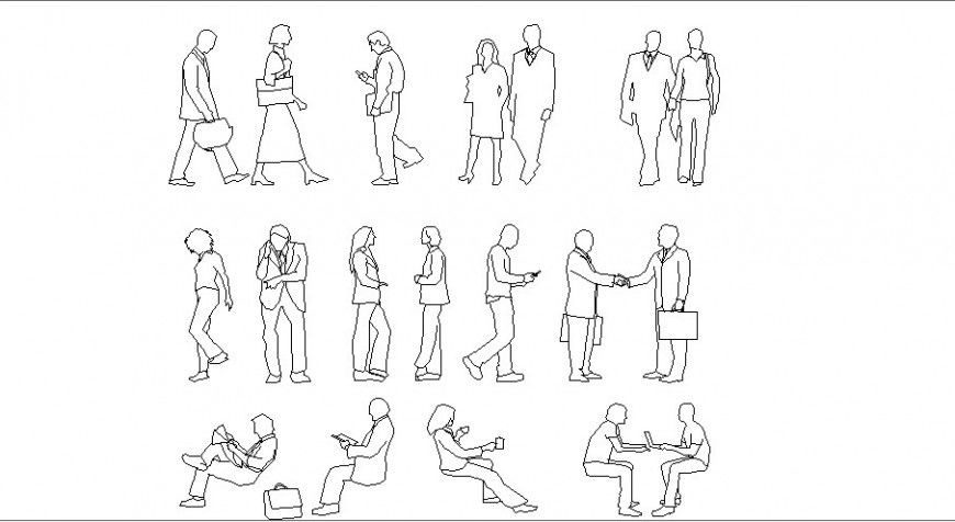 Office people blocks elevation cad drawing details dwg file