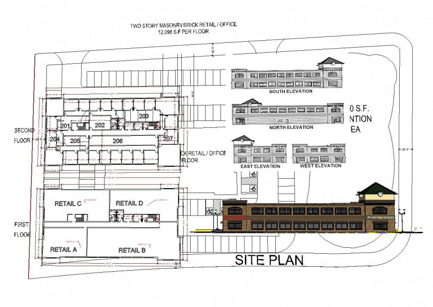 Office plan and elevation in sketch up file