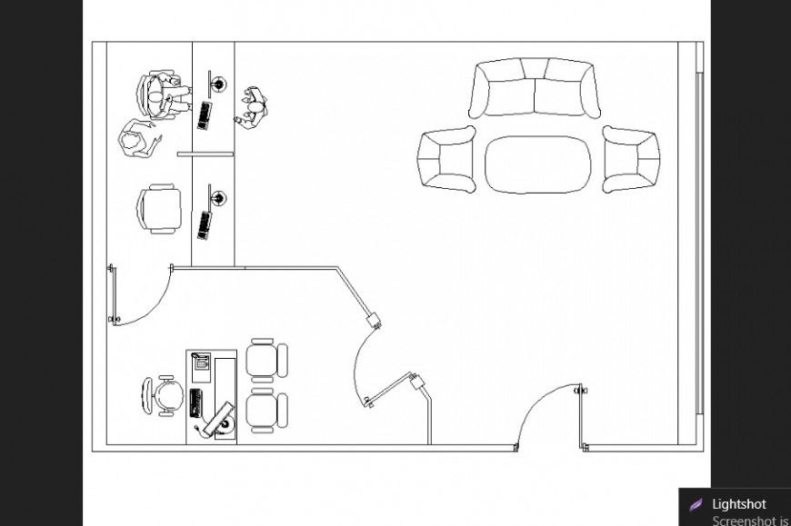 Office plan detail dwg file.