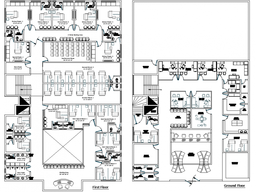 Office plan with a detail & dwg file.