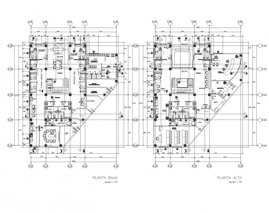 Office planning detail dwg file