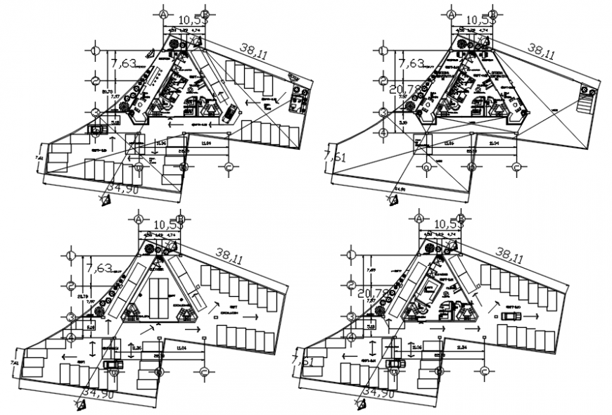 Office project 2d view floor plan in autocad software file