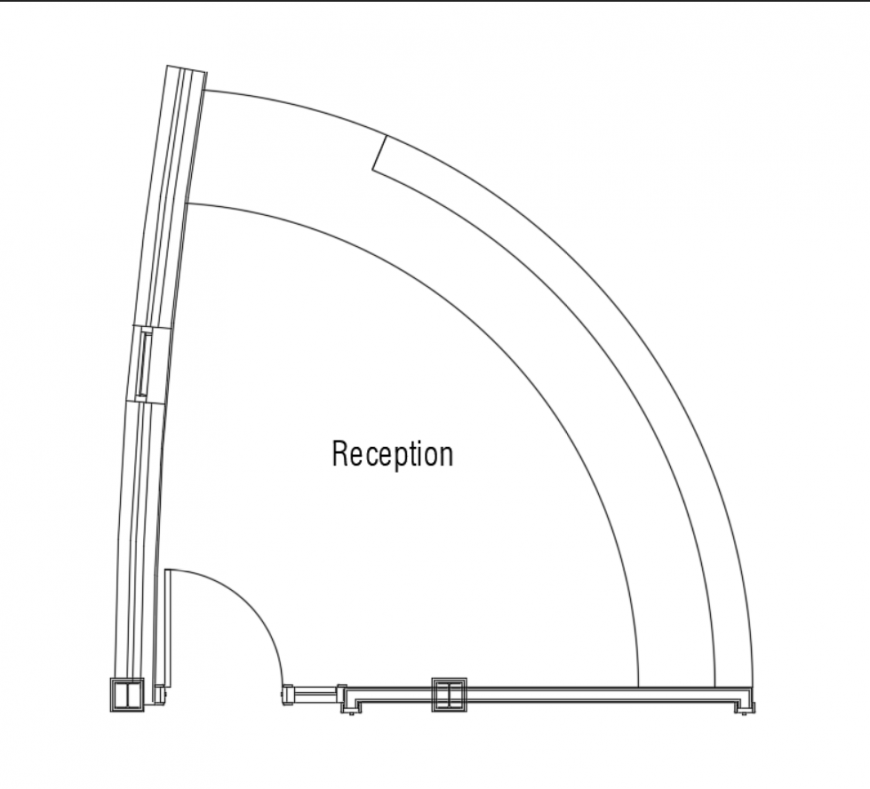 Office reception top view interior details dwg file