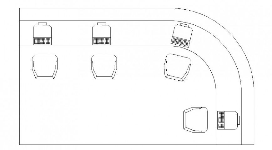 Office reception top view layout plan and furniture cad drawing details dwg file