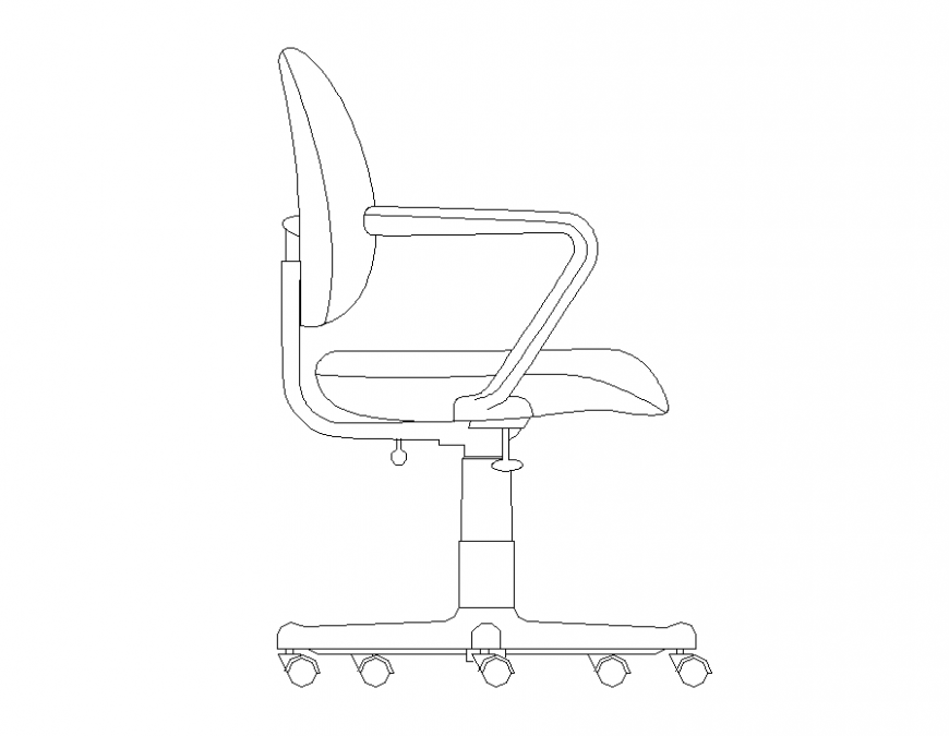 Office revolving Chair detail elevation 2d view autocad file