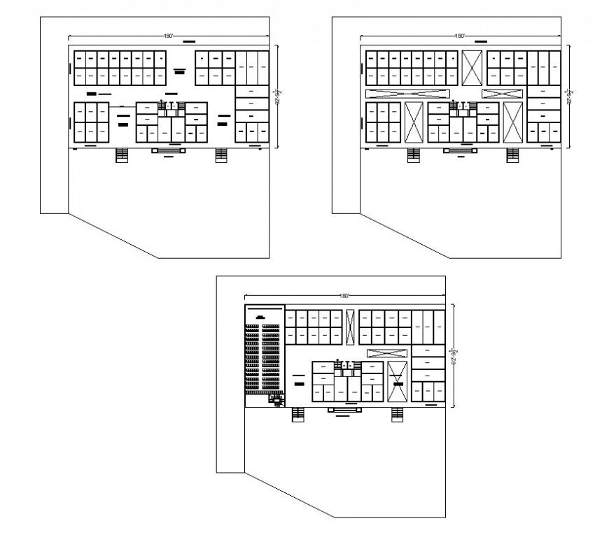 Office structure building 2d view CAD constructive block layout autocad file