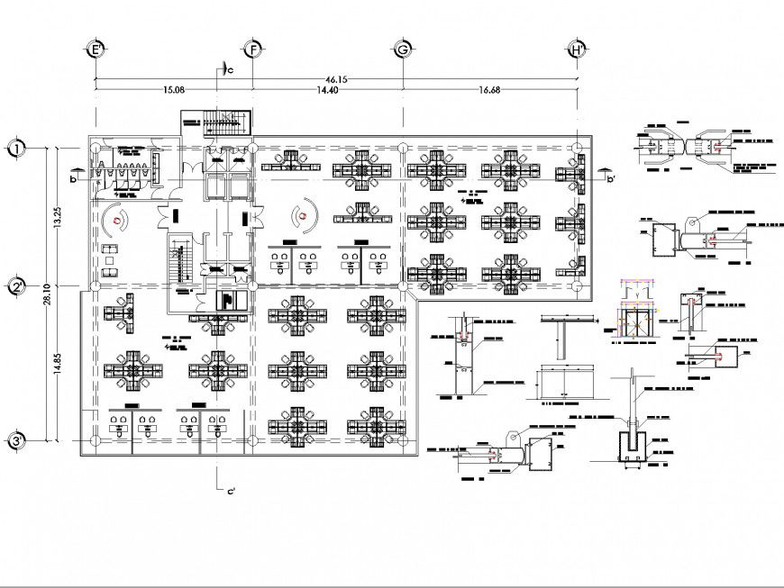 Office structure detail layout plan