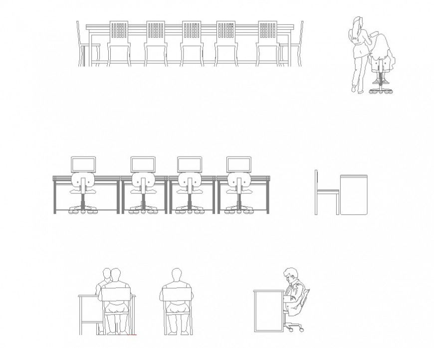 Office table and chair CAD furniture blocks 2d view layout file in autocad format