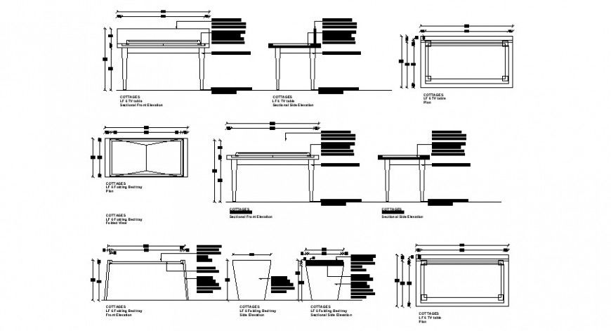 Office Table Plan Section and Elevation in DWG Format