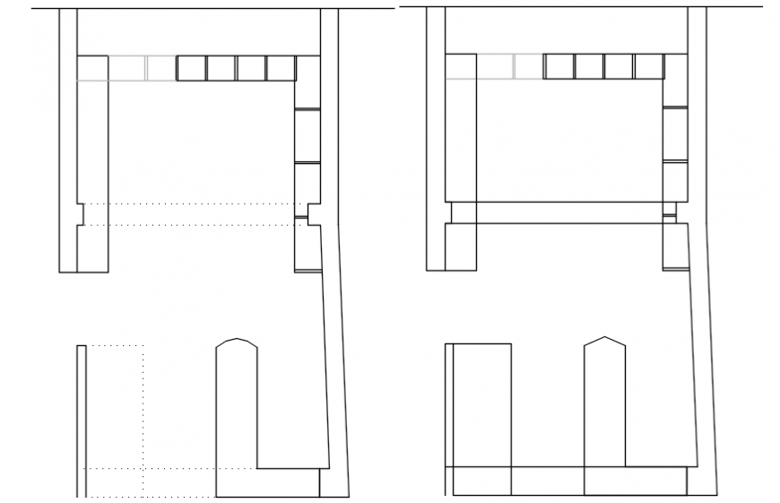 Office two cabins interior and general structure details dwg file