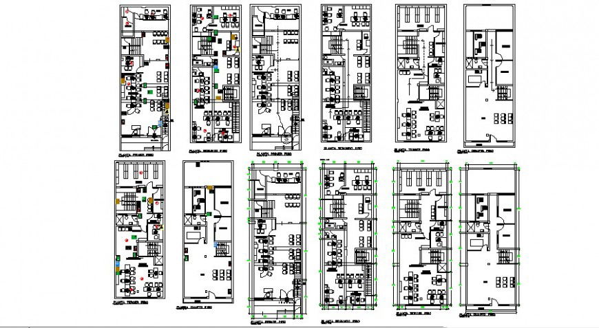 Office units drawings detail 2d view work plan autocad file