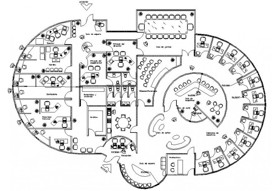 Office work station building layout plan cad file