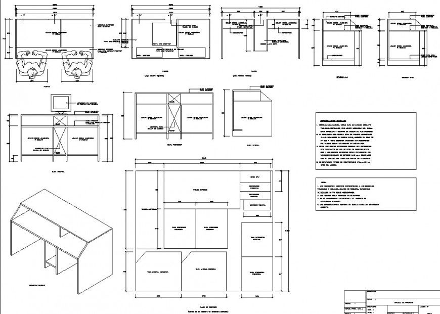 Office working desk design drawing in dwg file.