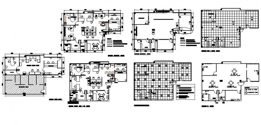 Office working plan detail 2d view autocad file