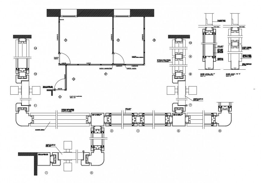 Office working plan detail 2d view CAD block autocad file