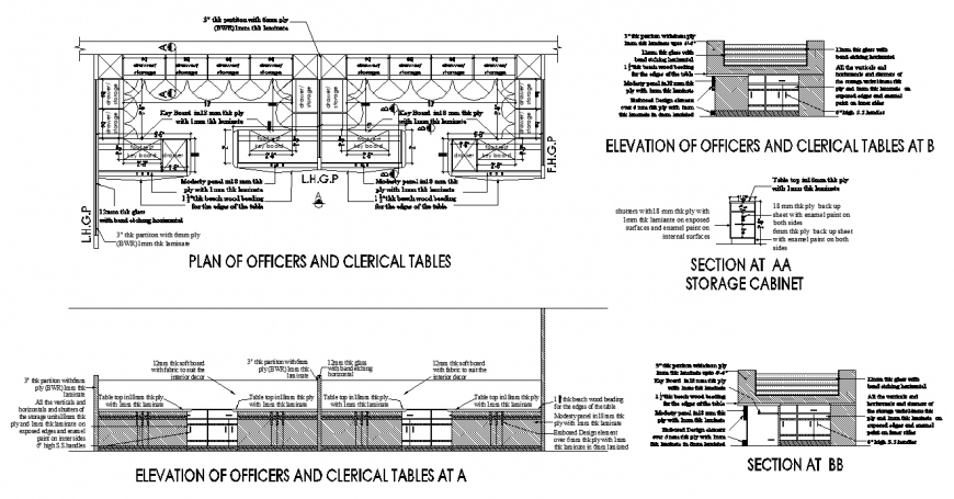 Office workstation detail drawing in dwg AutoCAD file.