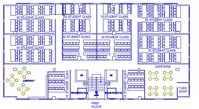 School Project Layout Plan DWG File