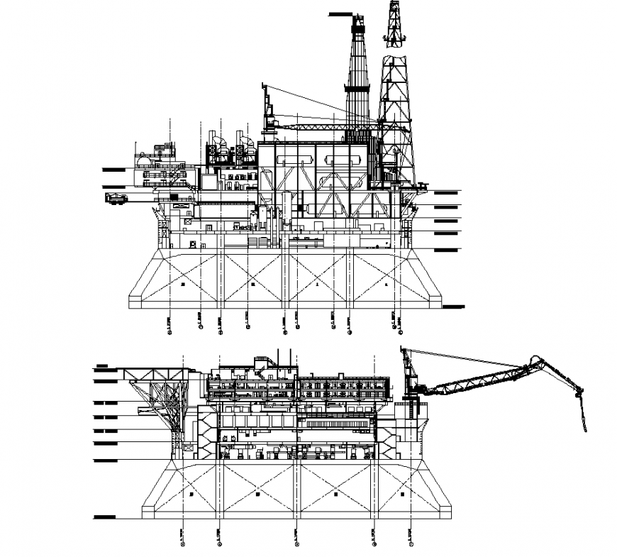 Oil factory company CAD structure detail elevation 2d view autocad file
