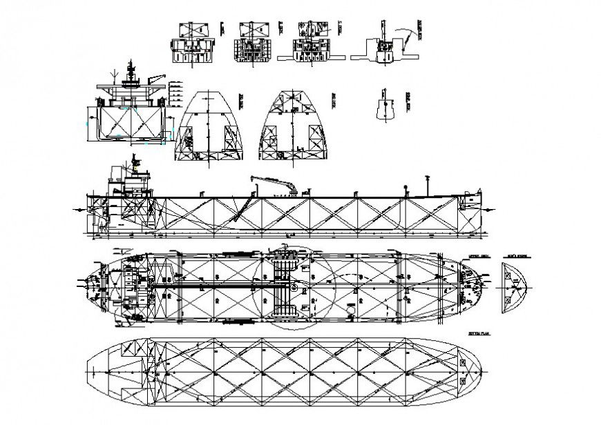 Oil tanker ship all sided section and auto-cad drawing details dwg file