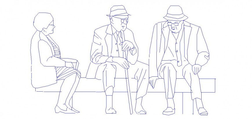Old age people elevation 2d blocks cad drawing details dwg file