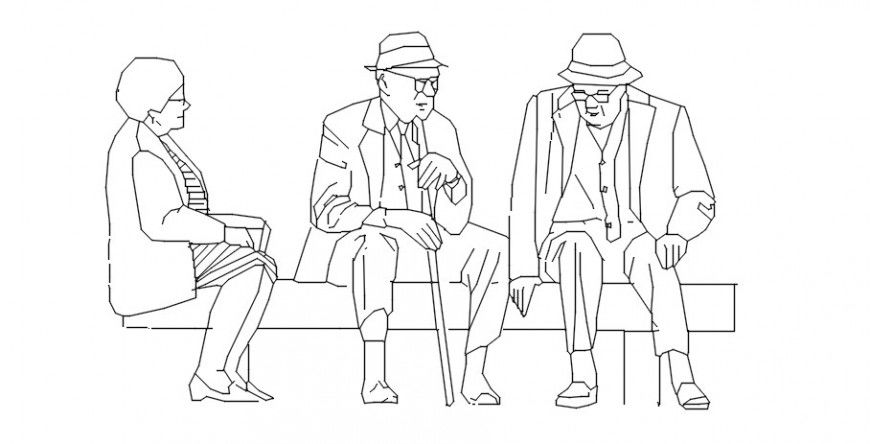 Old aged people blocks drawings detailing autocad software file