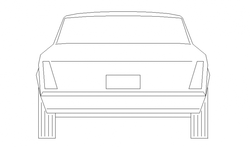 Old family car front elevation cad block details dwg file