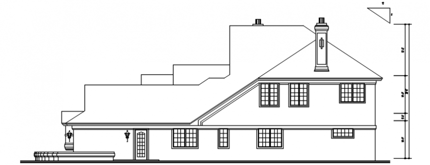 Old house right side elevation cad drawing details dwg file
