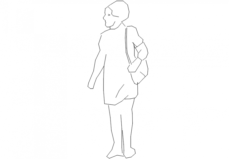 Old lady elevation block cad drawing details dwg file