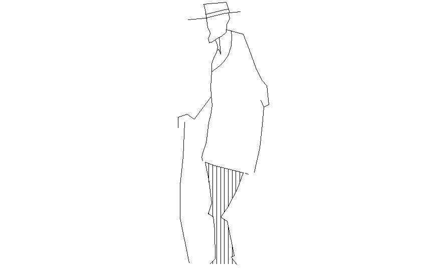 Old man people 2 d detail layout dwg file
