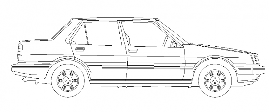 Old style single car block design cad drawing details dwg file