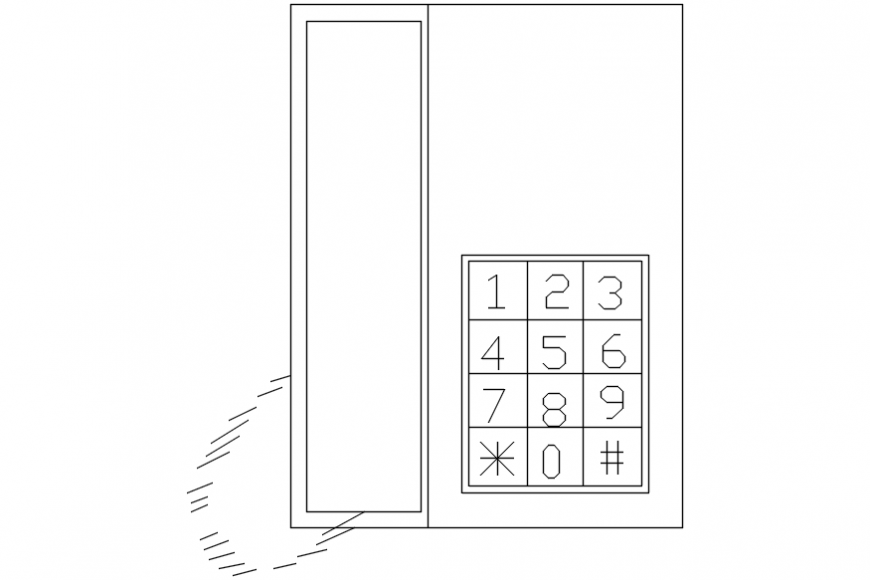 Old telephone top view 2d block cad drawing details dwg file