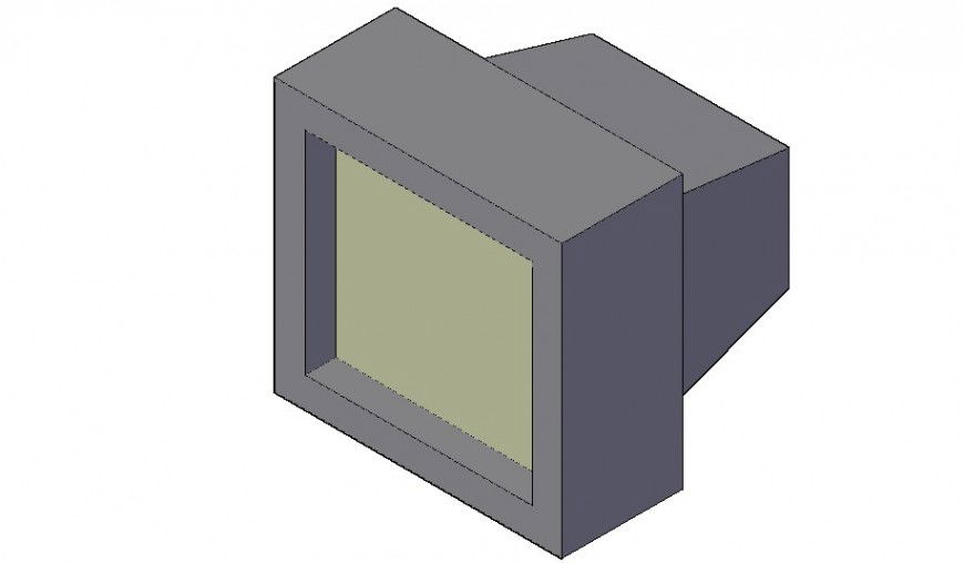 Old television 3d block cad drawing details dwg file
