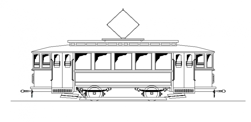 Old train engine front elevation cad block details dwg file