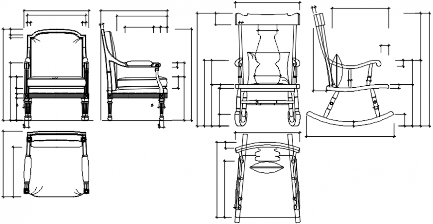 Old unique chair elevation block cad drawing details dwg file