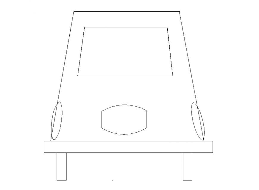 Old vintage car front elevation block cad drawing details dwg file