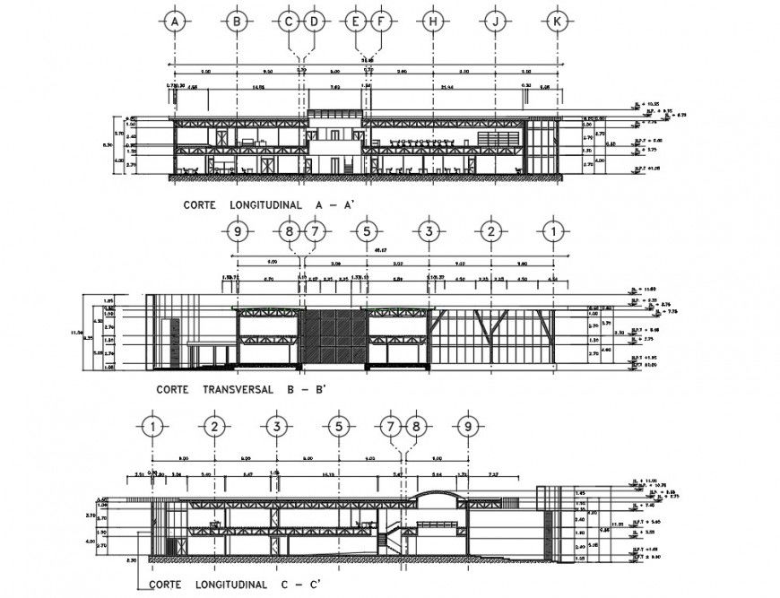 Olympic park sports center elevation and section drawing details dwg file