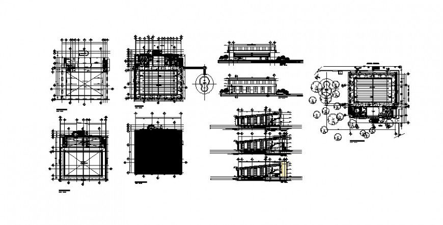 Olympic swimming pool sport centre plan and elevation in auto cad