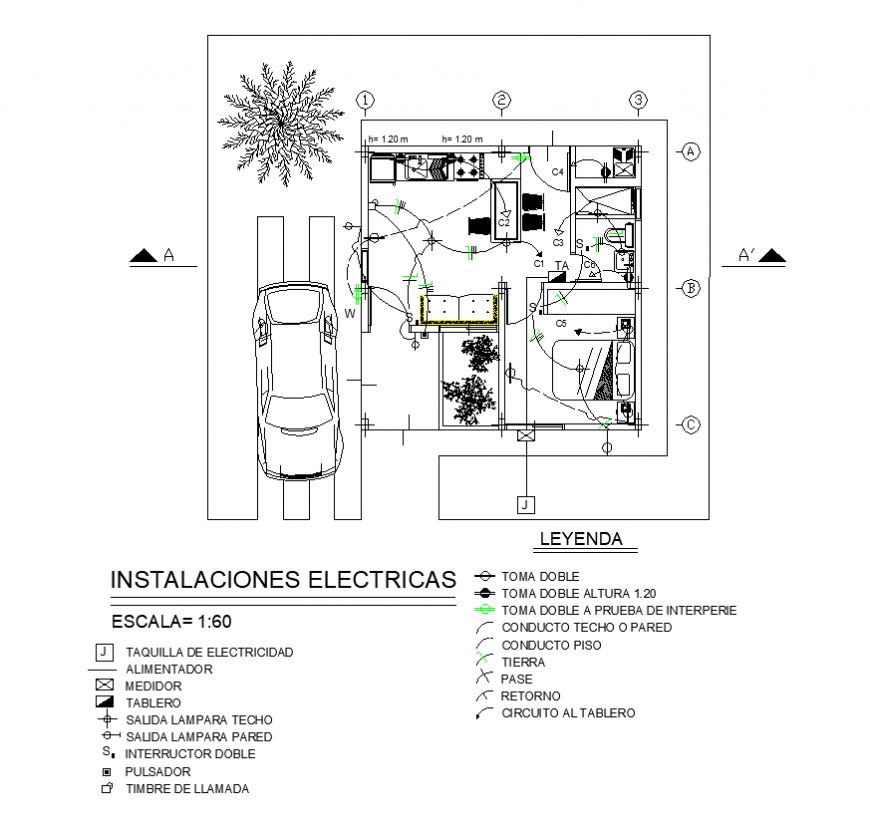 One bhk housing apartment detail elevation layout 2d view dwg file