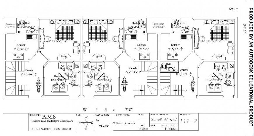 One bhk apartments drawings 2d view layout plan in autocad