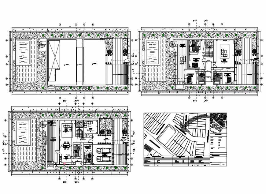 One family bungalow floor plan details with location map dwg file
