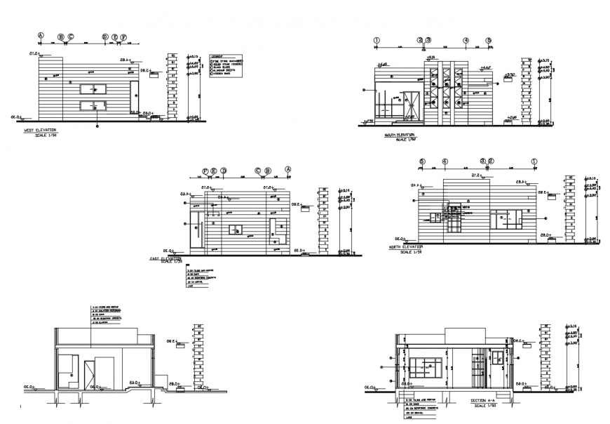 One family house all sided constructive section cad drawing details dwg file