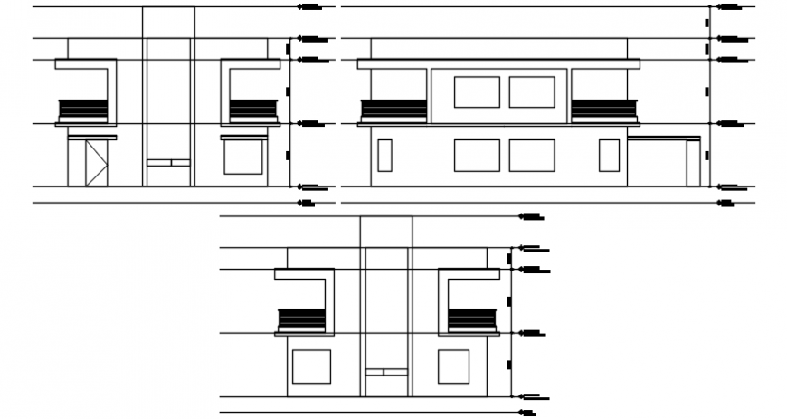 One family house all sided elevation cad drawing details dwg file