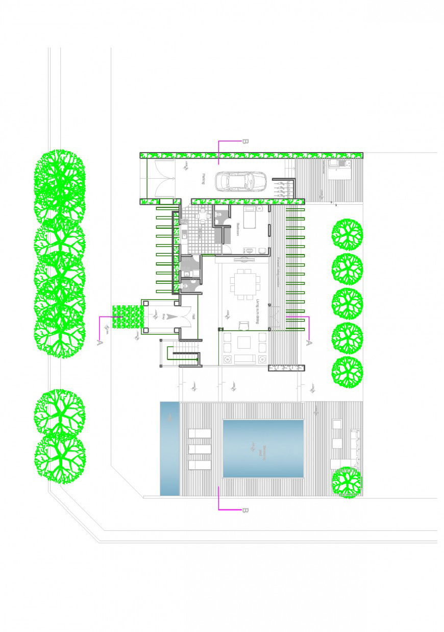 One family house architecture layout plan and cover plan details dwg file
