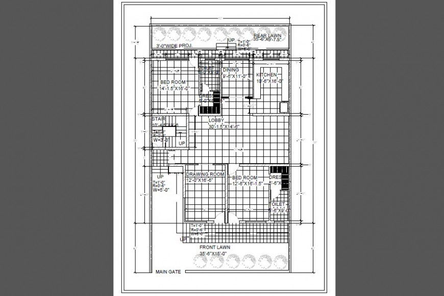 One family house architecture plan cad drawing details dwg file